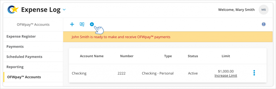 添加一个OFWpay™账户